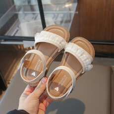 批发女童凉鞋2026夏季<b class='q'>新款</b>女孩蕾丝公主鞋沙滩鞋潮流百搭软底一字凉鞋