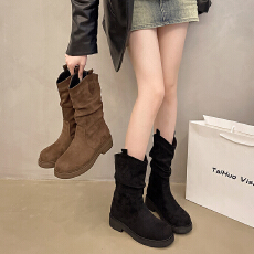 批发秋冬季厚底马丁靴<b class='q'>女鞋</b>新款小个子<b class='q'>显瘦</b>百搭靴子弹力绒面短靴女