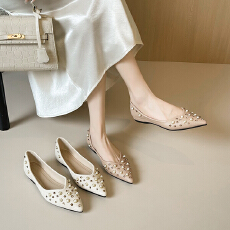 批发尖头单鞋配裙子晚晚鞋不累脚软底平底<b class='q'>夏</b>季法式女网红OL床上白月光