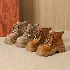 批发2025新款小众设计感厚底<b class='q'>休闲</b>鞋女款百搭潮鞋秋季女鞋单磨砂高帮鞋