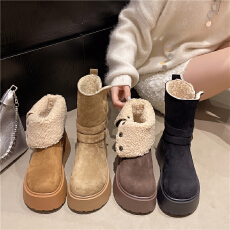 批发厚底雪地靴两穿马丁靴女2025冬新款加绒时装短靴防滑雪地靴
