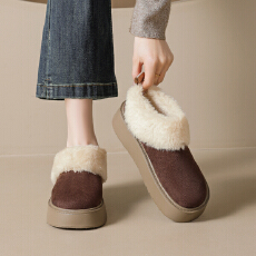 批发厚底雪地靴女款<b class='q'>冬</b>季防滑加厚保暖棉鞋子2025新款一脚蹬加绒毛毛鞋