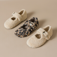 批发2025秋<b class='q'>冬</b>学生女平底加绒玛丽珍单鞋女<b class='q'>冬</b>季保暖棉鞋内增高毛毛鞋