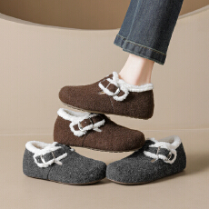 批发毛呢勃肯鞋女<b class='q'>冬</b>季灰色加绒毛毛棉鞋内增高雪地靴