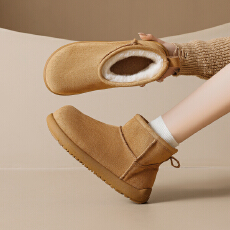 批发厚底雪地靴女<b class='q'>冬</b>季保暖东北棉鞋加绒加厚小土豆短靴