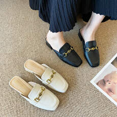 包头半拖鞋女夏外穿2026年春季新款凉拖皮鞋半托单鞋女鞋