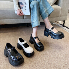 批发厚底玛丽珍<b class='q'>女鞋</b>2026春新款英伦风粗跟小皮鞋复古方头单鞋时尚<b class='q'>百搭</b>