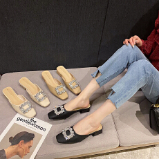 包头半拖鞋女夏外穿2026鞋方头穆勒凉拖鞋半托单鞋