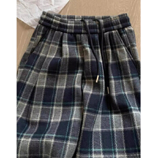 批发薄款/加绒复合超柔 复古格子休闲<b class='q'>裤</b>女秋冬<b class='q'>新款</b>宽松阔腿<b class='q'>裤</b>