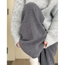 批发原版提花雪尼尔面料 灰色人字纹阔腿裤<b class='q'>女</b>秋冬高腰垂感直筒裤