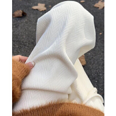 批发原版提花雪尼尔面料 灰色人字纹阔腿裤<b class='q'>女</b>秋冬高腰垂感直筒裤