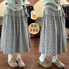 批发孕妇碎花半身裙女秋冬显瘦a字裙微胖梨型身材中长款裙子