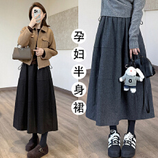 批发现<b class='q'>孕妇</b><b class='q'>羊毛呢</b>料山本裙女秋冬新款遮跨<b class='q'>显瘦</b>花苞蓬蓬裙