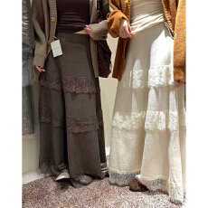 批发现--孕妇秋冬<b class='q'>韩版</b>简约精致气质蕾丝拼接针织半身裙