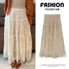 批发孕妇淑女风立体花朵重工蕾丝半身裙2026春季新款韩版休闲<b class='q'>百搭</b>裙子