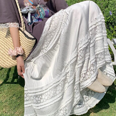 批发现孕妇夏季新款显瘦重工花边蕾丝半身裙<b class='q'>长裙</b>可爱蛋糕裙