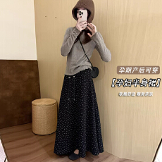 批发现现灰色碎花半身裙女2026<b class='q'>秋</b>冬新款大码显瘦中长款a字伞裙子