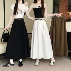 批发实拍实价中长款宽松大摆<b class='q'>伞</b><b class='q'>裙</b>女春夏款高腰显瘦复古休闲百褶半身<b class='q'>裙</b>