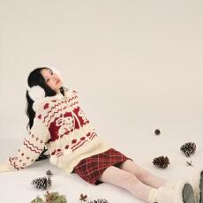 批发慵懒风连帽圣诞氛围感<b class='q'>毛衣</b>女春秋设计感小众宽松加厚针织衫外套潮