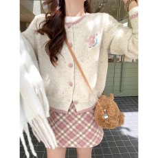 批发韩系刺绣<b class='q'>毛衣</b>外套女秋季宽松慵懒风针织<b class='q'>开衫</b>上秋冬穿搭