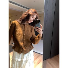 批发简约复古绞花下摆系带收腰套头立领纯色设计保暖<b class='q'>毛衣</b>女秋冬