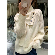 批发设计感宽松毛衣女秋冬季2024新款慵懒高级感加厚内搭打底针织上衣