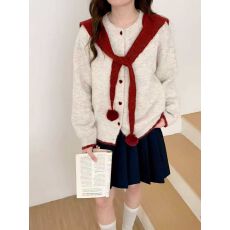 批发软糯条纹针织<b class='q'>开衫</b><b class='q'>毛衣</b>外套女2025秋季高级感法式拼接上衣