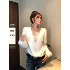 批发2025冬季高级感法式独特别致绝美韩系松弛感软糯慵懒风白色毛衣女