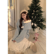 批发新年战袍斗篷毛衣女新款冬季慵懒高级感显瘦百搭温柔减龄针织上衣