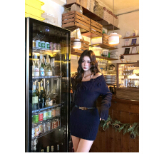 批发Barb Chill圣诞穿搭红色连衣裙一字肩女冬季修身毛衣裙生日包臀裙