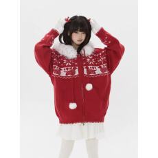 批发韩式休闲风女神范白色翻领毛衣女秋冬新款宽松纽扣针织衫温柔上衣