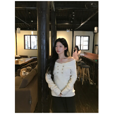 批发sheepland高智姐姐 韩系气质一字肩羊毛针织衫秋辣妹露肩毛衣上衣
