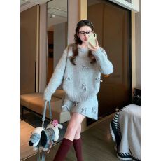 批发韩系一整套穿搭毛衣套装女秋冬新款重工蝴蝶结减龄针织短裙两件套