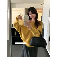 批发多巴胺黄色立体花朵针织衫毛衣女2025秋冬新款大码胖mm超好看上衣