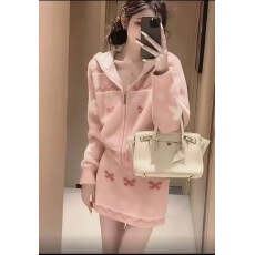 批发韩系秋冬chic针织套装女2025新款圣诞风针织上衣减龄半身裙两件套