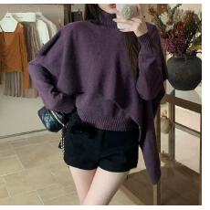 批发2025年秋季新款韩版<b class='q'>时尚</b>简约纯色小众长袖针织衫+斗篷披肩两件套