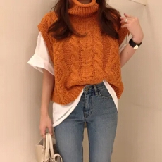 批发2025新款高领毛衣女<b class='q'>春秋</b>季马甲背心宽松百搭针织叠穿无袖坎肩