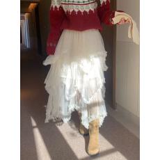 批发2026韩版木耳边蛋糕<b class='q'>半身裙</b>女早春<b class='q'>高腰</b>显瘦甜美荷叶边仙女网纱长裙