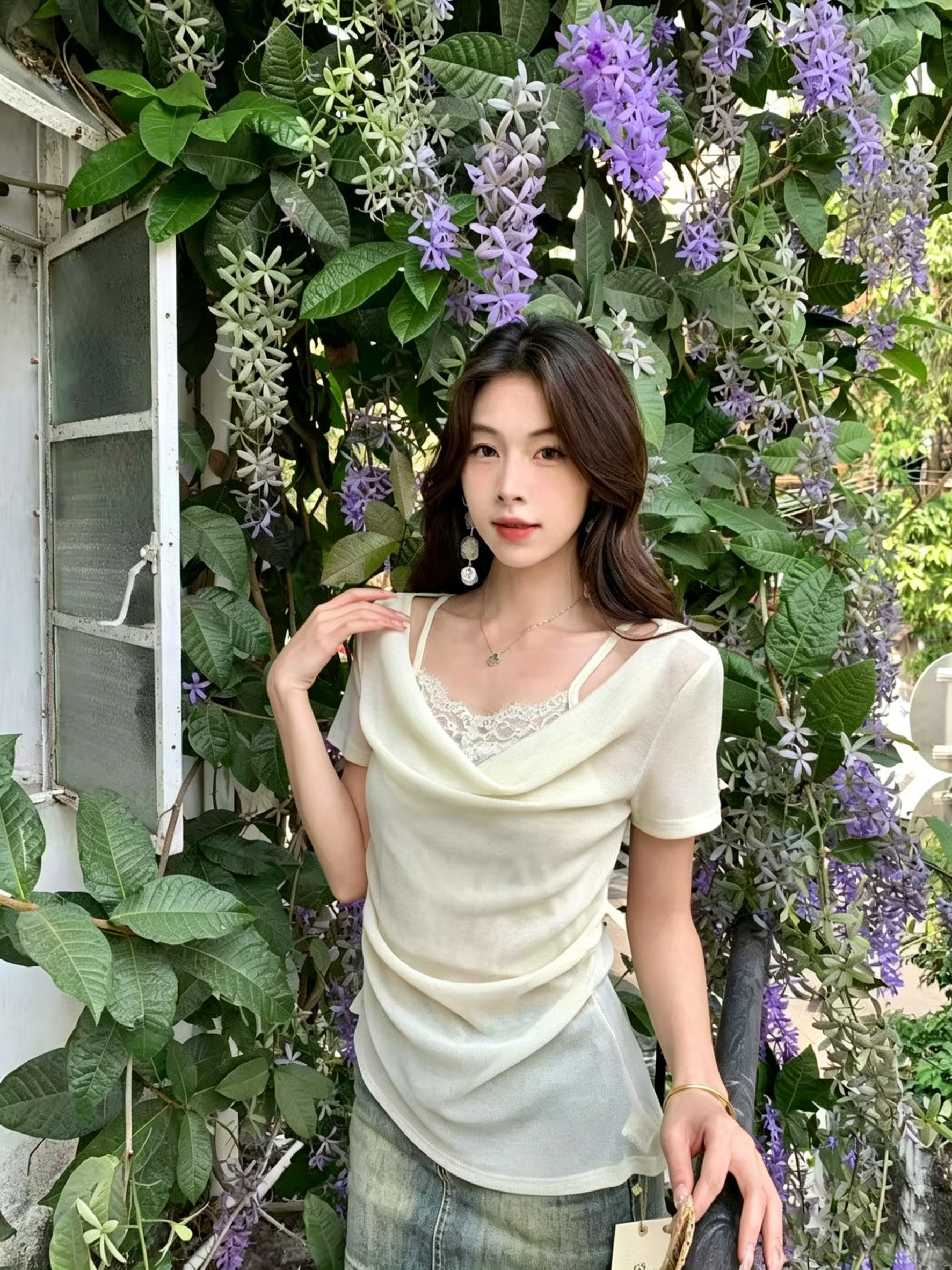 gs.good start 홀치기 염색 팔레트 페이크 레이어드 작은 셔츠 여성 여름 흔들다 칼라 긴팔 패치워크 슬립 맨위