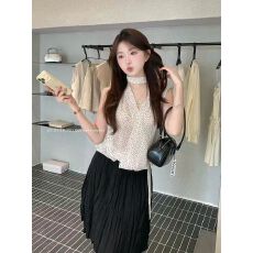 批发波点飘带无袖V领吊带背心女内搭外穿小衫夏季新款<b class='q'>打底衫</b>上衣