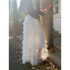 批发实价实拍 新款秋冬款米白色中长款半裙松紧腰蛋糕裙