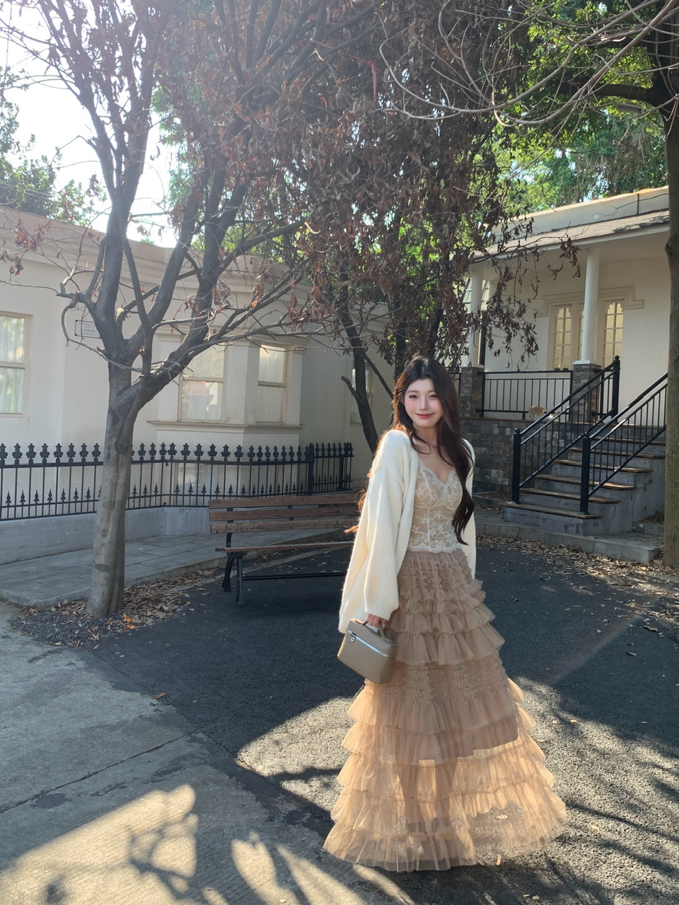 정가 실사 새로운 요정 바람을 피우다 롱 코트 반 스커트 허리밴드 케이크 드레스