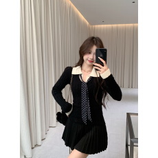 批发实价实拍新款Polo领假两件针织衫女冬季衣内搭修身短款<b class='q'>长袖</b>小上衣