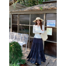 批发实价<b class='q'>实拍</b> 新款韩系温柔风粉色波点半身裙 松紧腰木耳边蛋糕裙