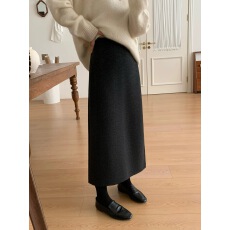 批发加厚毛呢<b class='q'>花苞</b>半身<b class='q'>裙</b>女秋冬2025松紧腰遮胯显瘦中长<b class='q'>裙</b>