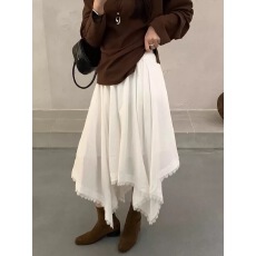 批发复古不规则拼接<b class='q'>蕾丝</b><b class='q'>半身裙</b>女2026新款松早秋显瘦松紧腰半裙a字裙