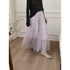 批发法式<b class='q'>甜美</b>网纱蓬蓬半身裙女2026春重工设计高腰A字层层蛋糕裙长裙