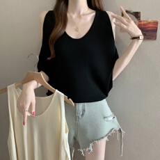 批发实拍~大码夏季薄款漏肩冰丝针织衫女微胖圆领套头洋气短款上衣