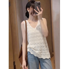批发实拍<b class='q'>大码</b>夏季新款韩系蕾丝复古针织衫女薄款无袖背心内搭单穿上衣