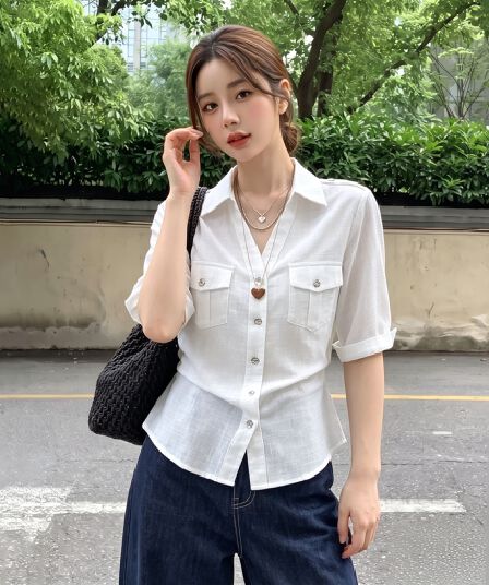 실사 빅 사이즈 프랑스식 아마 오래된 돈 바람 여성 셔츠 여름 고급 센스 면 린넨 허리 수축 셔츠 품격 5 점 소매